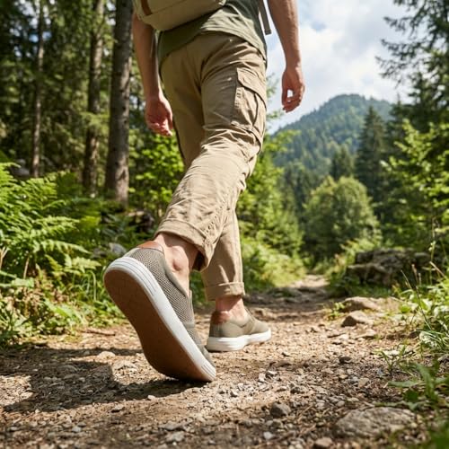 Image of konhill Mens Slip On Loafers Sneakers - Casual Knit Walking Shoes for Men, Lightweight Breathable Memory Foam Boat Shoes, Comfortable Slip-On Driving Loafers for Work Travel Beach