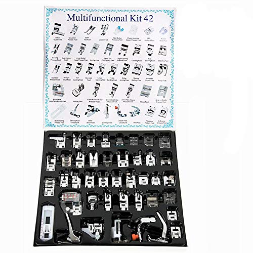 YEQIN 42pcs Domestic Sewing Machine Presser Foot Set for Brother Babylock Singer Janome Kenmore and White Low Shank Sewing Machines