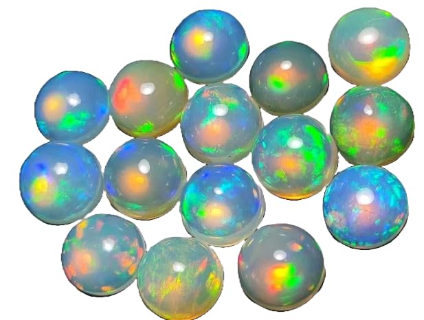 5 cabochons d'opale éthiopienne ronde pour créer vos bagues et pendentifs