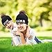 ZUYYON 2 Pcs Parent-Child Beanie Hats Mama and Mini Embroidery Knitted Hats Winter Warm Cuffed Ski Cap with Pom Pom(Black)