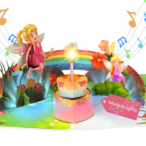 Carte d'anniversaire pour filles 7 ans création pop-up haut de gamme