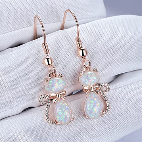 Boucles d'oreilles chat en cristal avec nœud bleu, le cadeau de mariage idéal