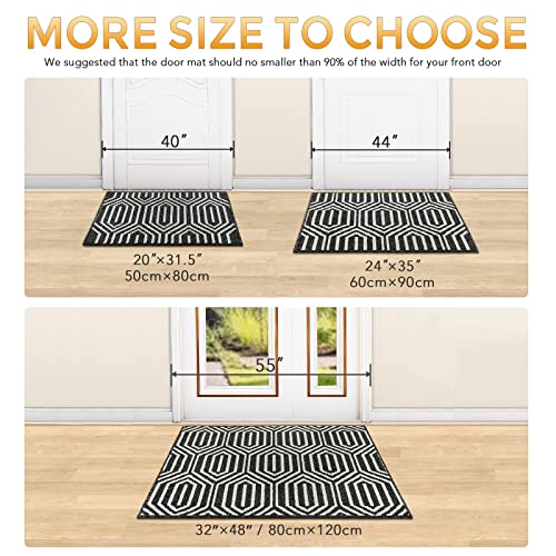 Indoor Doormat,Front Back Door Mat Rubber Backing Non Slip Door Mats 32”X48” Absorbent Resist Dirt Entrance Doormat Inside Floor Mats Area Rug For Entryway Machine Washable Low-Profile(Black) #TOP1