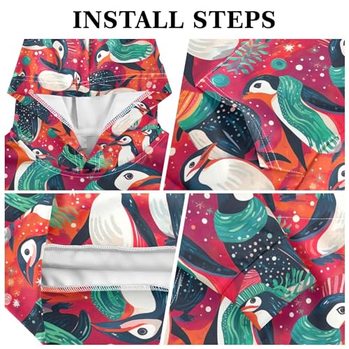 Kids Hoodies Sweaters Christmas Xmas Penguin Hooded Sweatshirts with Big Pockets for Boys Girls B04004183