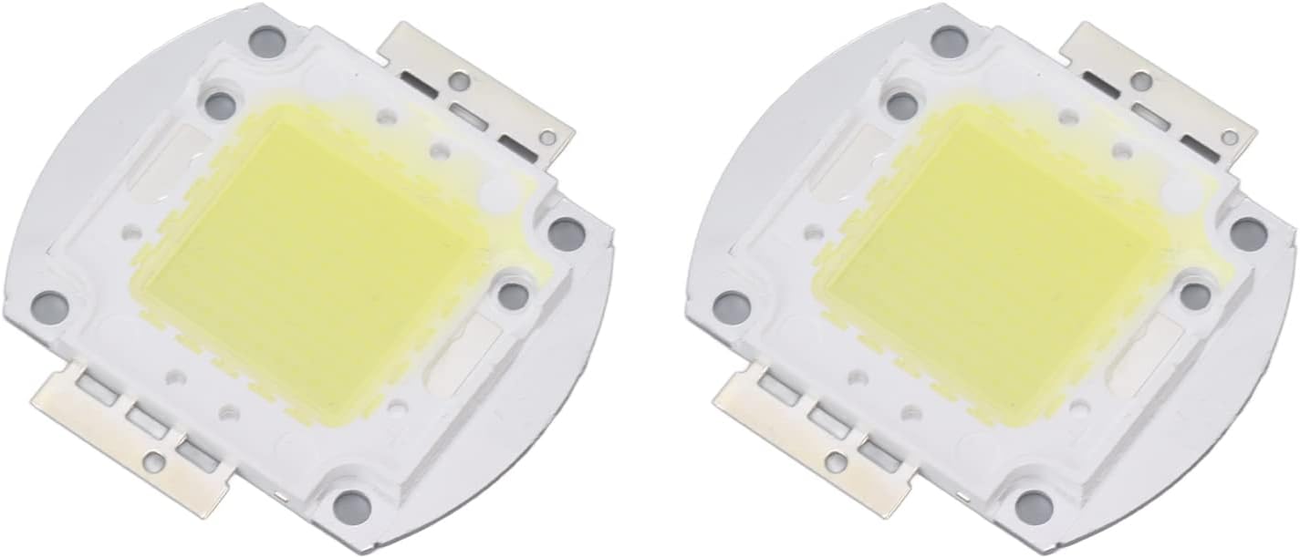 LED Lamp Beads, 2pcs 100W LED Chip, White Light Source, 6000K 9600LM, COB LED High Brightness Chip, for Dance Table Lamps, Floodlights, Chandeliers