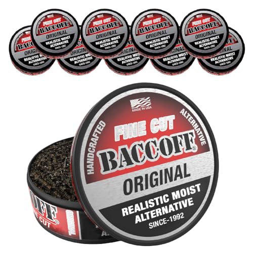 10 Cans BaccOff Original Fine Cut Black Tea Base with Bold Smoky Flavors