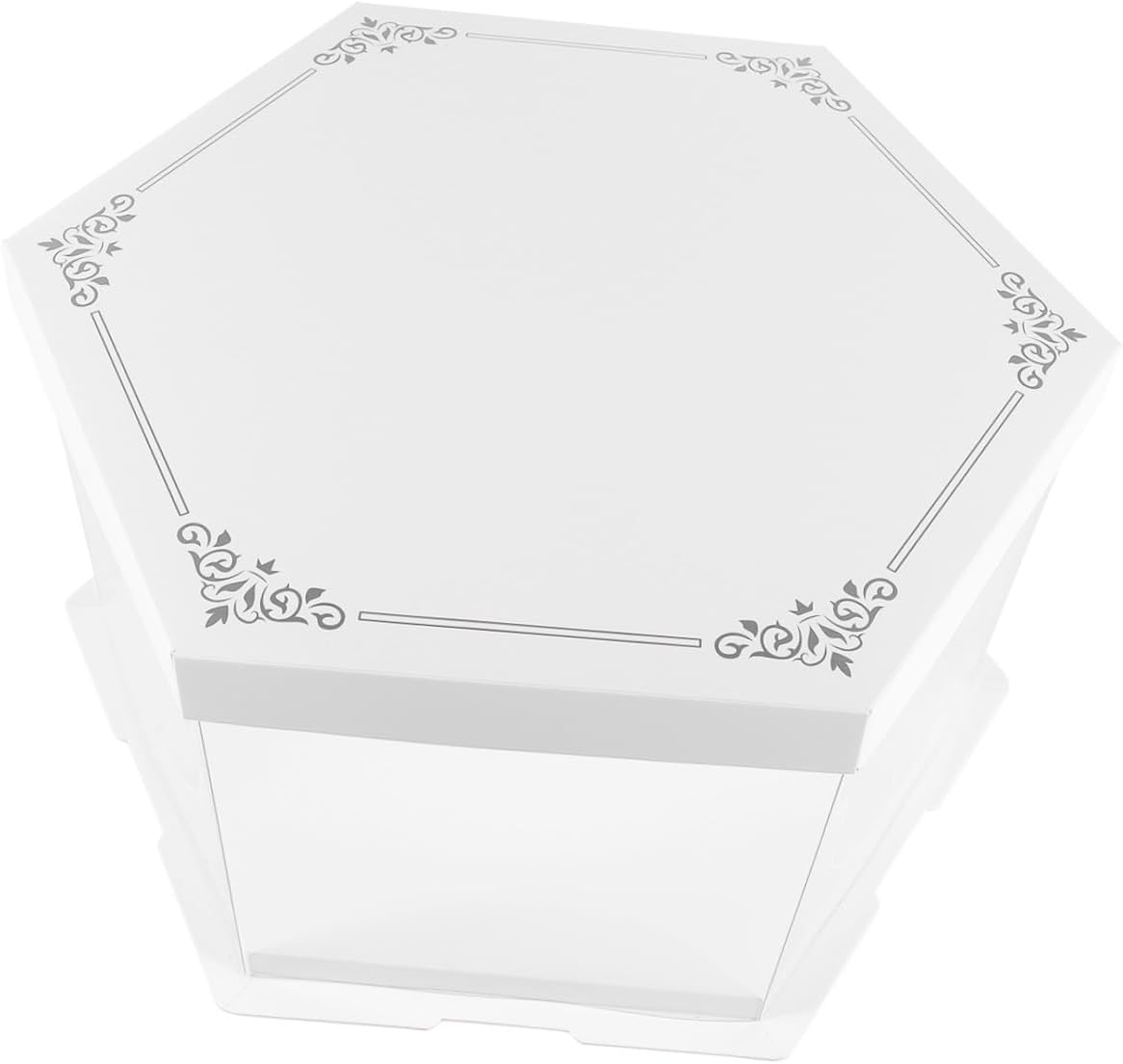 Luxshiny Hexagonal Cake Box Carrier for Display, White PET
