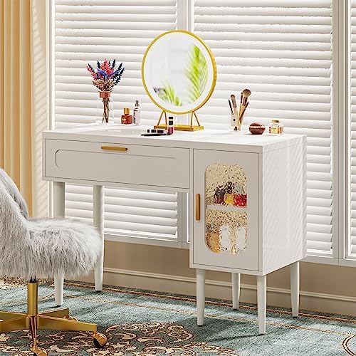 Tribesigns Vanity Desk with Large Drawers and 2Tier