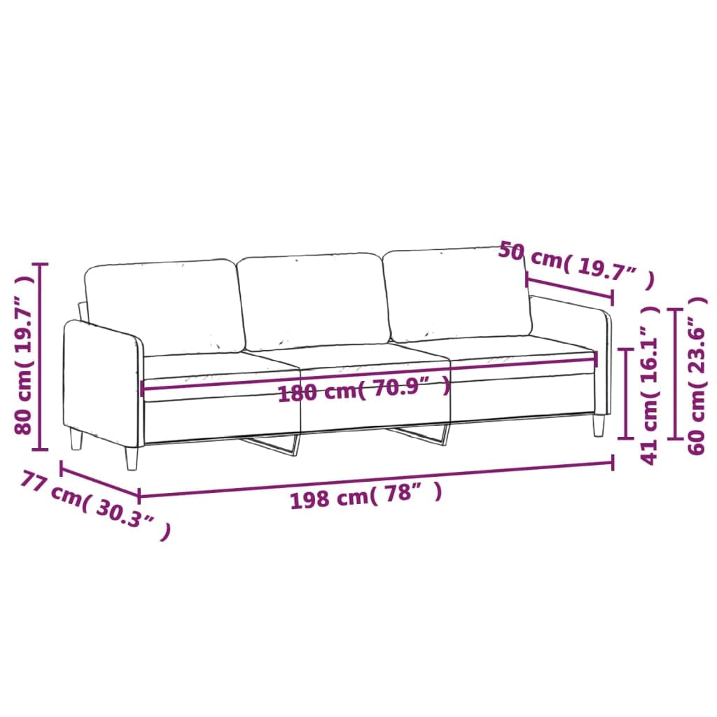 vidaXL Divano a 3 Posti Blu 180 cm in Velluto