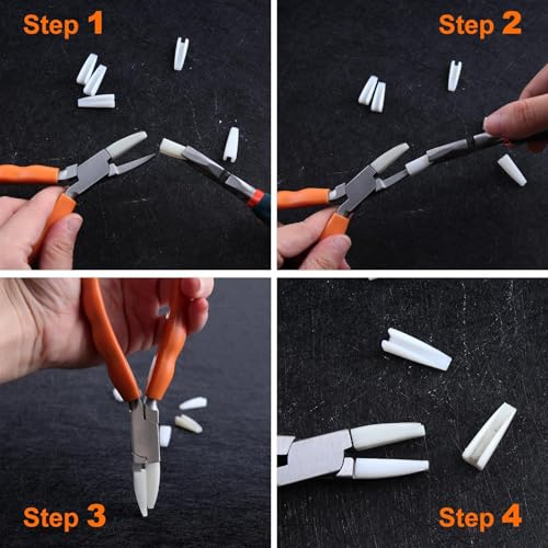 SPEEDWOX works of 8 Replacement Nylon Jaws for Flat Nose Pliers Eyeglass Arms Frame Plier Nylon Flat Nose Plier Replacement Tips for Jewelry Making Metal Forming Wiring Tool - Image 2