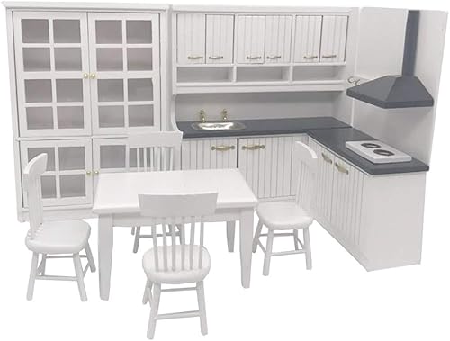Miniatura 1 de HMANE - Muebles de cocina en miniatura para casa de muñecas 112, de madera, muebles y accesorios, Juego de cocina Dollhouse a