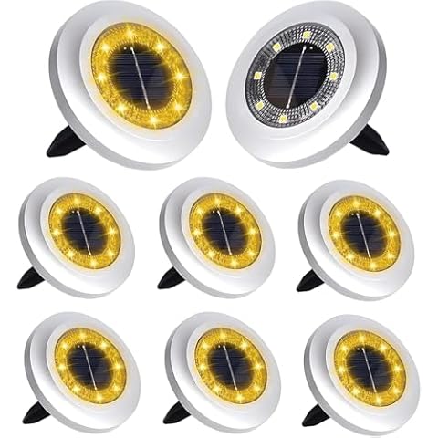 Yakalla Solar Lights Outdoor,8 Pack Solar Lights Outdoor Waterproof,8 LED Solar Garden Lights,Landscape Lights for Pathway,Yard,Deck,Lawn,Patio,Walkway,Driveway,Step（Warm White Cover