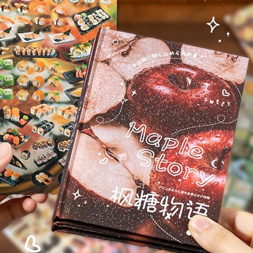 Image of 30 Sheets Japanese Aesthetic Sticker Book with Hard Matte Cover, Dreamcore Ocean Theme Foil & Texture Stickers for Journaling, Scrapbooking & Planner Decoration