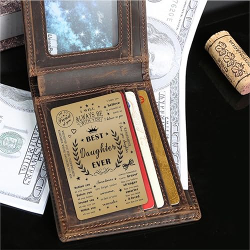 Emideary Brass Engraved Wallet Card for Daughter - Best Daughter Ever - Daughter Birthday Christmas Cards - Daughter Gifts from Mom Dad - Love My Daughter - Proud Daughter Gift3