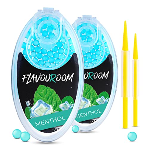 Flavouroom MENTHOL capsules | kit de 200 pièces | DIY Menthol balles filtre pour une saveur inoubliable | incl. Boîte de rangement pour les capsules aromatiques