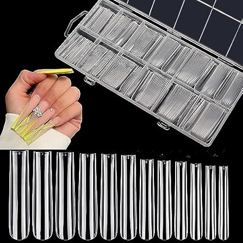 LIONVISON 3XL Clear Full Cover Nail Tips for Acrylic Nails Professional, 240PCS Extra Long Tapered Square, 12 Sizes Straight Press On Gel Nail Tips for Nail Salons Home DIY Cover