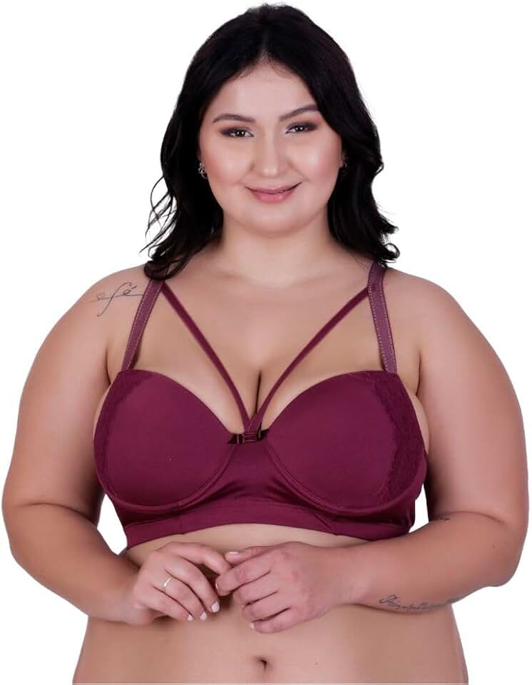 Sutiã Plus Size com Tirinhas Bojão Detalhe em Renda Strappy