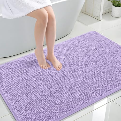 Image of OLANLY Large Bathroom Rugs 47x32, Extra Soft Absorbent Chenille Bath Rugs, Rubber Backing Quick Dry, Machine Washable Bath Mats for Bathroom Floor, Tub and Shower, Home Decor Accessories, Lavender