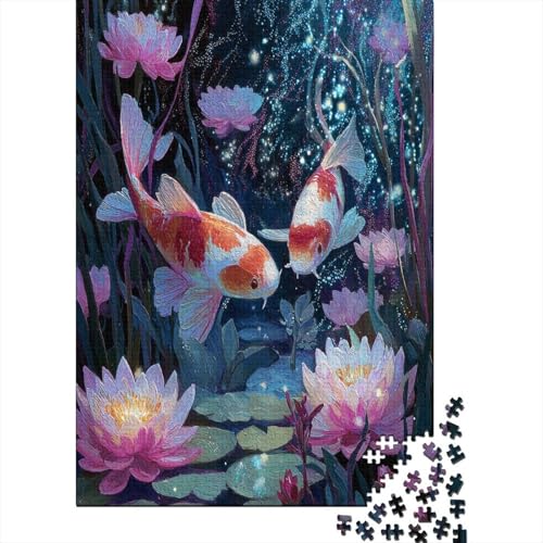 Giant Koi Swim, Water Lilies Jigsaw Puzzles for Adults And Kids. 1000 Pieces Whimsical Challenge Toy Educational Game Home Decor 70x50cm/1000pcs