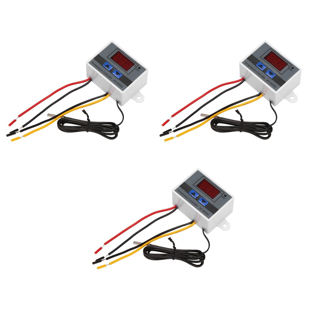 Jnchdghwa White 3X 220V Digital Led Temperature Controller 10A Thermostat Control With Switch Digital Display Incubation Controller