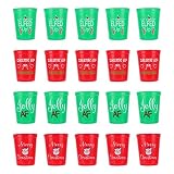 Christmas Plastic Party Cups - 20 Pack Reusable Tumblers, 16oz Plastic Holiday Stadium Cups, 4 Festi