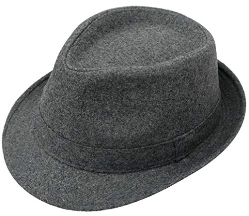Men's Classic Manhattan Structured Trilby Fedora Hat, C.Grey