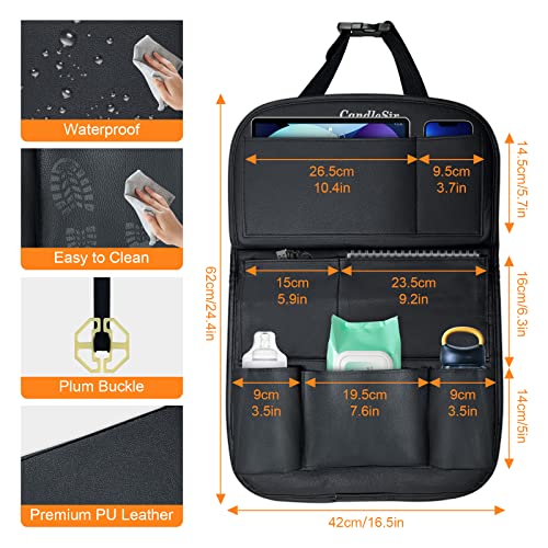 Leather Car Organizer With Tablet Tray,9 Storage Pockets Car Organizer Backseat Car Organizer With Tray Car Seat Organizer Pu Leather Car Organizer Back Seat With Foldable Table Tray #TOP2