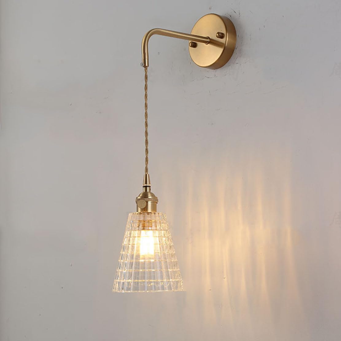 Huayusedf J Retro Wall Sconce With Glass Lampshade Living Room Brass Lights Bedroom Nordic Lamp Lighting Fixtures (O)(J)