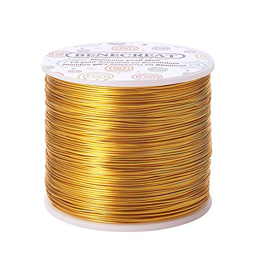 BENECREAT 20 Gauge 770FT Aluminum Wire Anodized Jewelry Craft Making Beading Floral Colored Aluminum Craft Wire - Yellow Gold