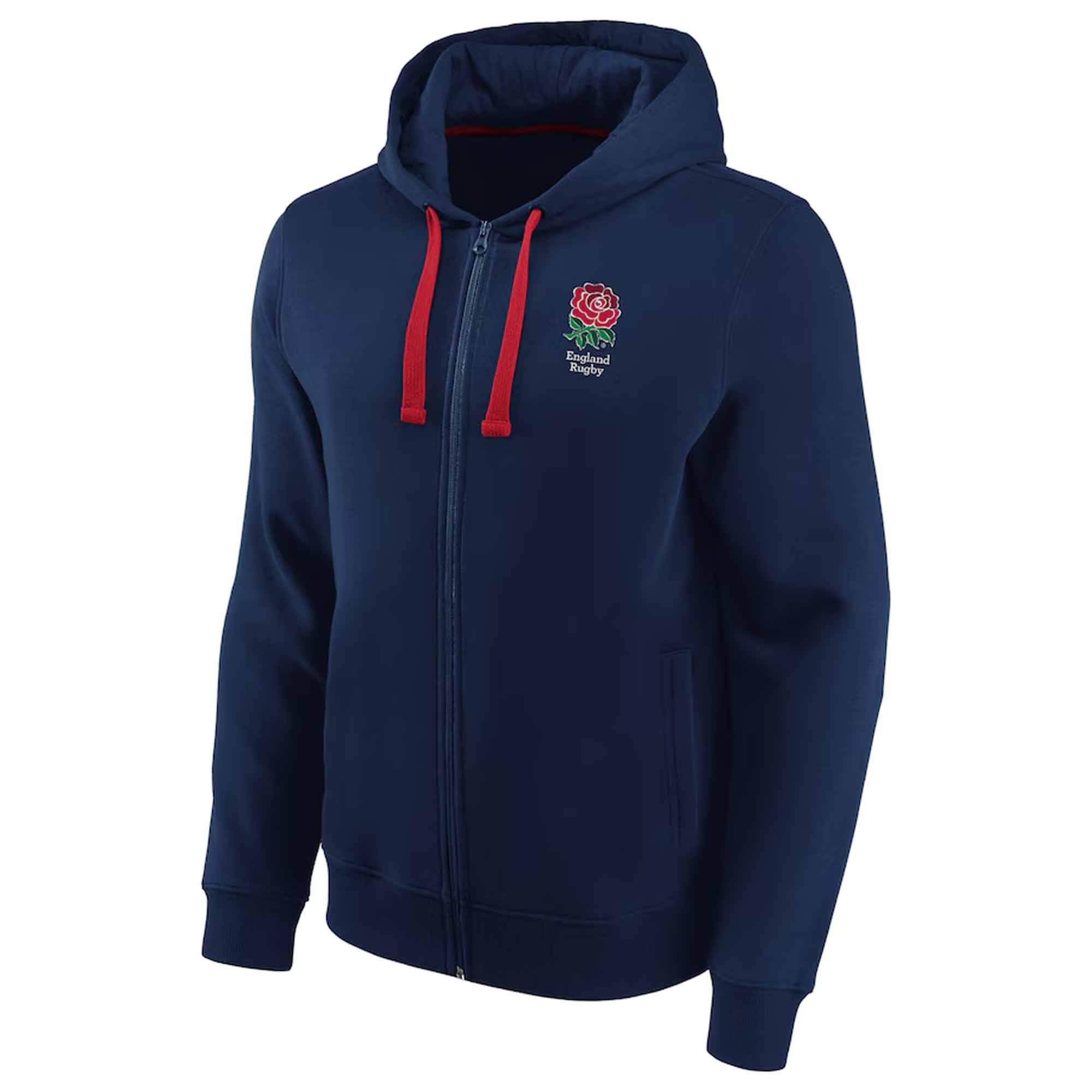 Beyond HappyEngland Rugby Full Zip Hoodie - Navy Official England Rugby Hoodie - Adults 80% Cotton