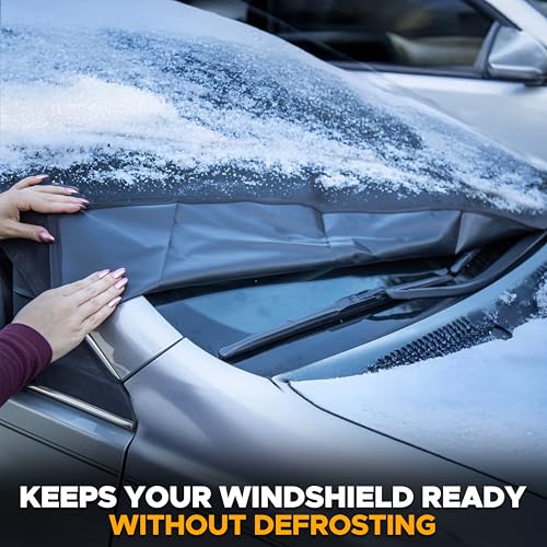 Image of EcoNour Car Windshield Cover for Ice and Snow| Windshield Cover|600D Polyester Car Snow Cover|Water,Heat & Sag-Proof Christmas Decor Car Accessories|Winter Windshield Covers|Medium 69 inchx42 inch