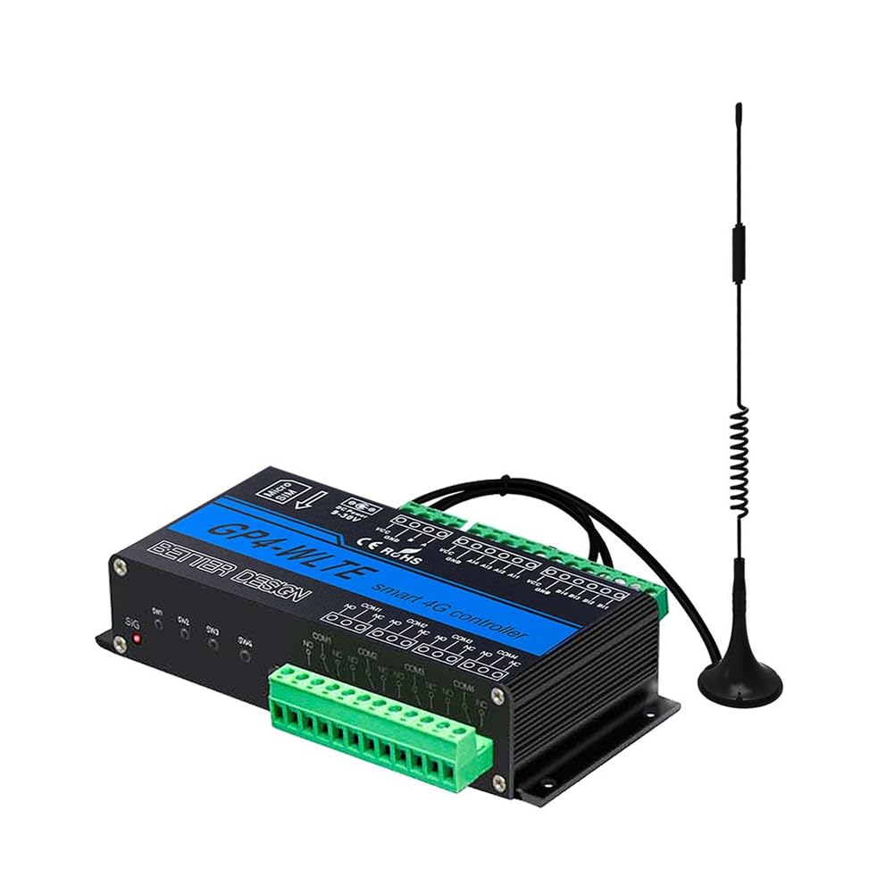GP4-WLTE Smart 4G Global GSM SMS APP Controller RS485 Web Control comme illustré sorties relais en plastique 10 A, prise européenne