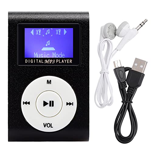 MP3 Music Player, 0.8 LCD Mini Portable MP3 con Clip de Metal y Soporte de Tarjeta de Memoria, USB Recargable para Correr en Gimnasio (Incluye Auriculares)