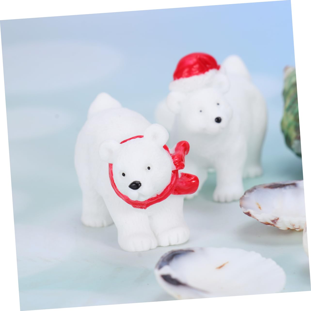 Ciieeo Elegante Decorazione Natalizia a Forma di Orso in Miniatura 6 Pezzi Ornamenti in Resina Stili multipli