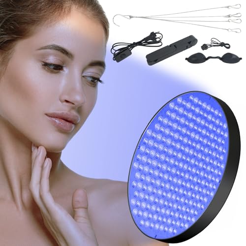 Lámpara de bronceado Solarium para el hogar, 250 ledes 460 NM, luz de bronceado portátil para cara y cuerpo, lámpara de sol redonda con soporte plegable y ganchos para colgar (negro)