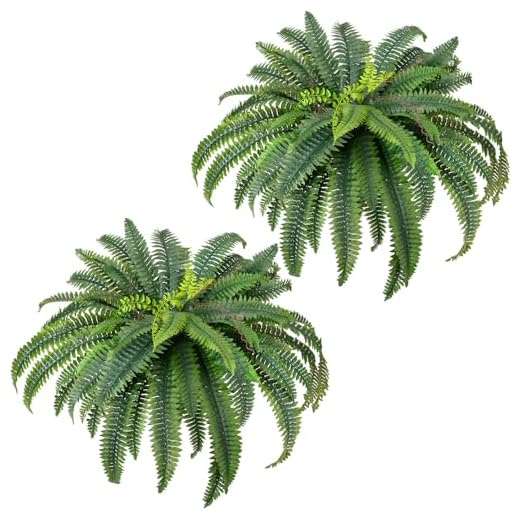 Bamboo Style Artificial Boston Fern Set