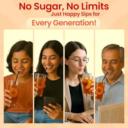 Image of Guppy Moms Sugar-Free Peach Iced Tea - Natural Flavor, Low-Calorie, Refreshing Fruit Drink | Healthy Energy Drink Alternative & Premium Mixer | Easy to Make, 200g (Pack Of 1A)