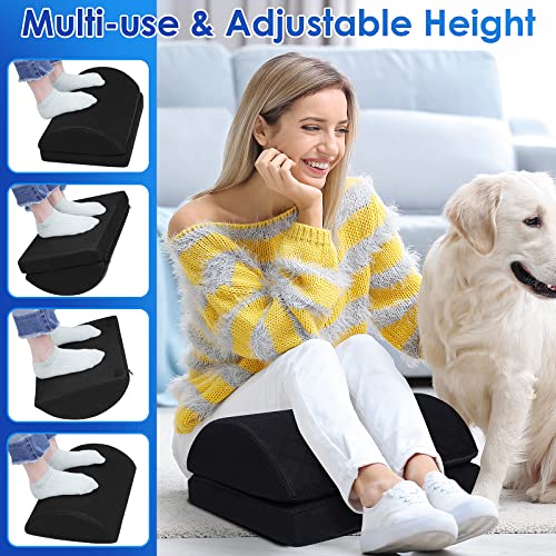 Image of CushZone Foot Rest for Under Desk at Work Adjustable Foam for Office and Home, Office Desk Accessories,Comfortable Footrest with 2 Adjustable Heights,Back & Hip Pain Relief (Black-16.9 in)