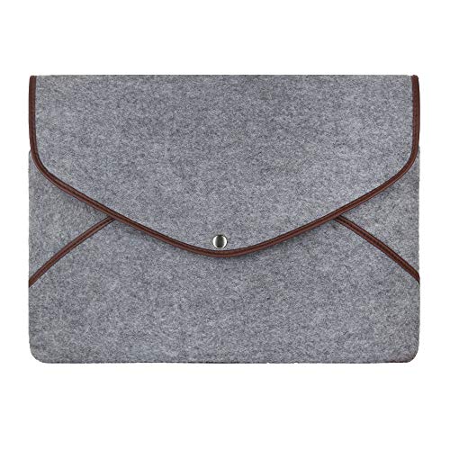 Image of OON 13 Inch Felt Laptop Sleeve Clingy Grey Outer Size 14.4 inch x 10.2 inch Easy to fit 13 inch Laptop Sleeve