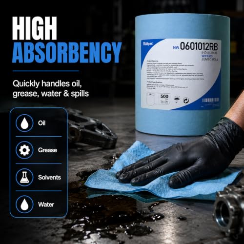 Image of AAwipes Cleanroom Wipes Roll, 10x12 inch 500 Sheets Blue, Cellulose Polyester | Low-Lint, Highly Absorbent, Surface Cleaning, Lab & Industrial Applications