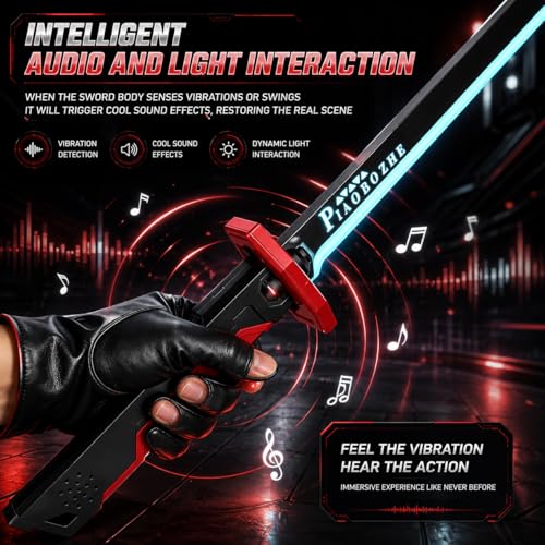 Image of NeonWarrior Anime LED Sword Toy | 7-Color Glowing Katana with Smoke Mist, Spark Effects & Sound Action | Cosplay Roleplay Party Prop Display Collectible Sword