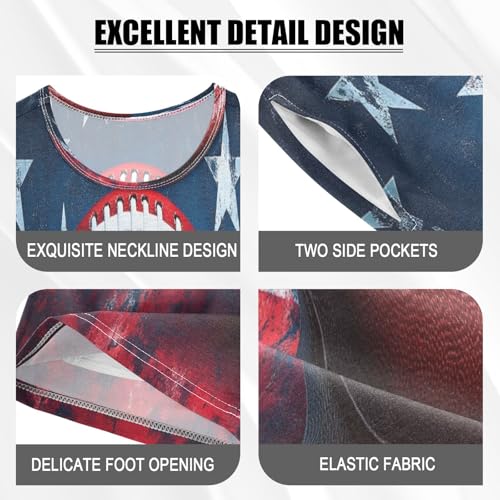 ALAZA American Football Star Striped Pajamas Set Short Sleeve Cotton Sleepwear Summer Pjs 2 Piece 5-14Y4