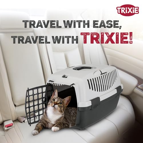 Image of Trixie: - Capri Pet Carrier | Made with Biodegradable Plastic, Perfect for Cats, Dogs, Rabbits and Other Small Animals | Can Hold Upto 6 Kg - Dark Grey 19 x 13 x 12 inch