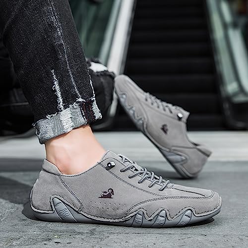 Image of baobeijiadao Men's Beck Shoes Waterproof Non Slip High Top Chukka Boots Handmade Suede Caual Outdoor Sneakers