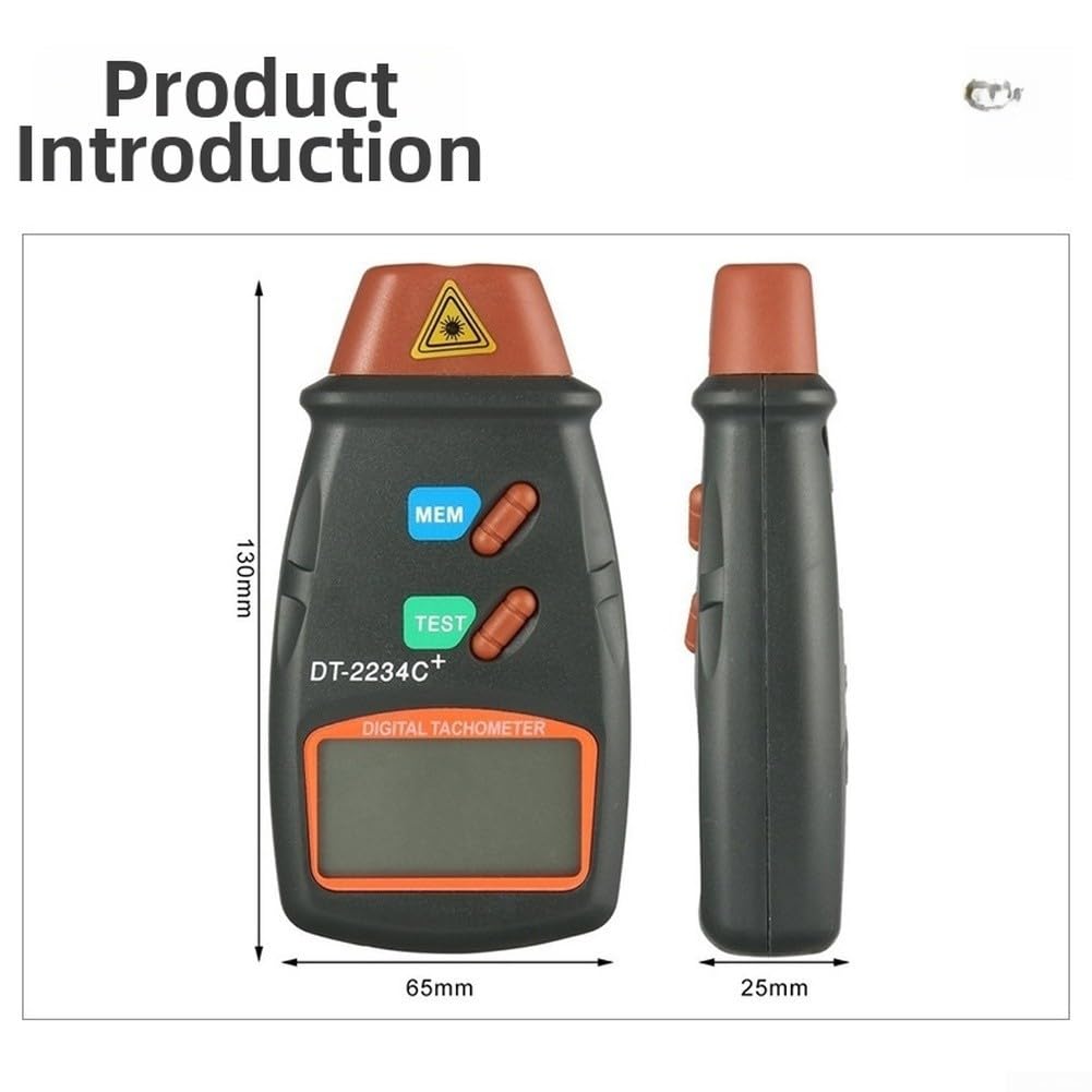 Tacómetro digital láser sin contacto, medidor de RPM 2.5-99999 RPM, pantalla LCD, para motores y uso industrial automotriz