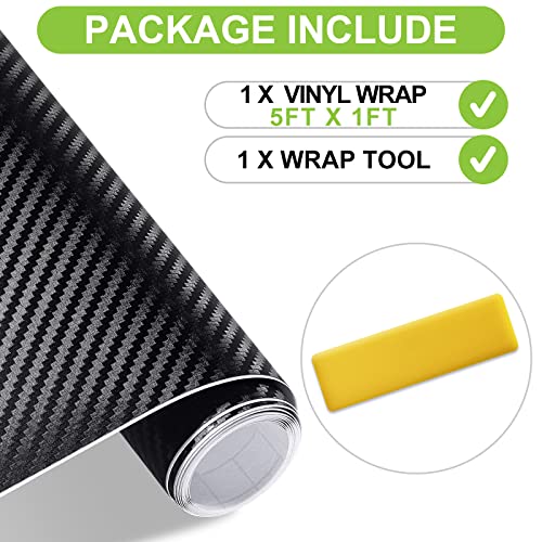Image of Spurtar 3D Carbon Fiber Vinyl Wrap for Cars Black, 1ft X 5ft Self-Adhesive | Air-Release, Bubble-Free, Waterproof, for Cars Motorcycle Automotive Interior Exterior DIY Detailing Sticker 30.5 X 152cm