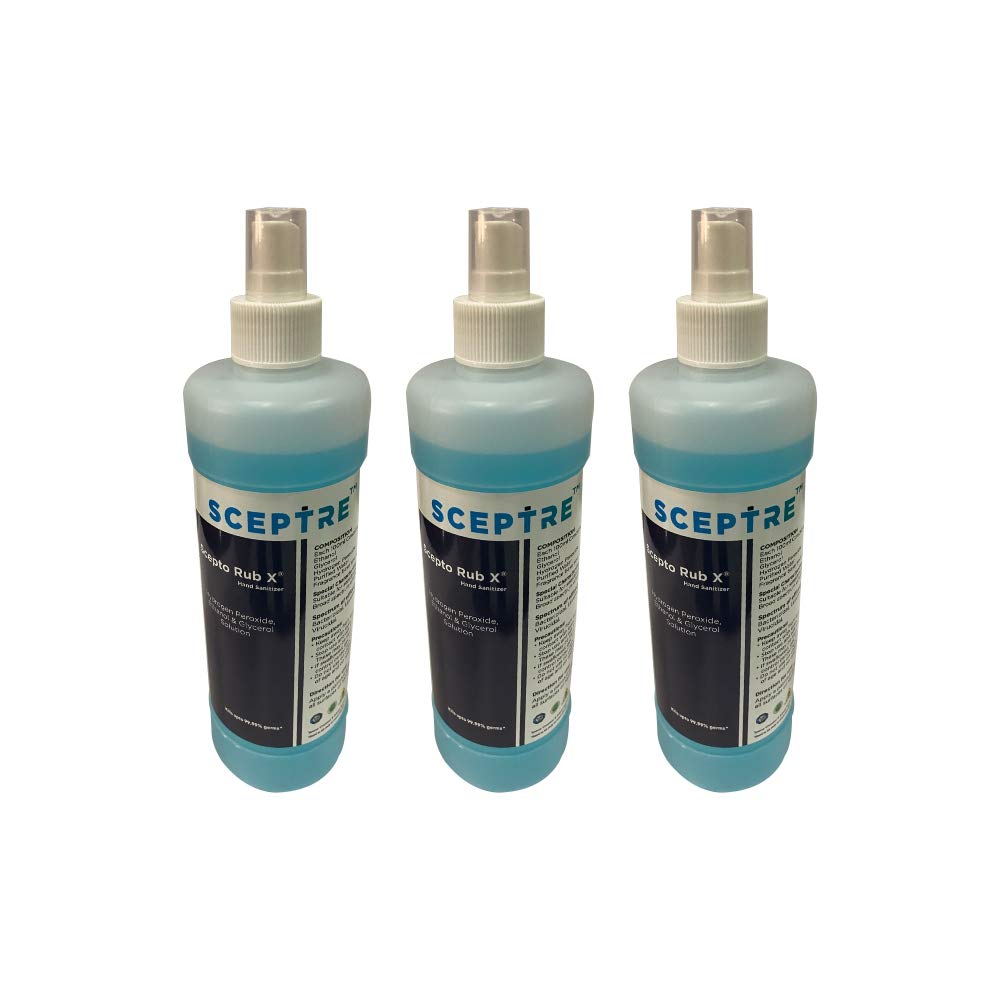 Scepto Rub X |70% alcohol | 500ml *3 = 1.5 ltr | Pack of 3 | with spray pumps | scepto rub X hand sanitizer| For sensitive Skin | Best in Trade| Used in Pan India Hospitals| Product can be in BLUE or PINK color as per stock