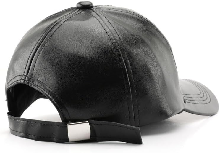 PU Leather Baseball Cap Unisex Solid Color Classic Low Profile Dad Hat - Image 5