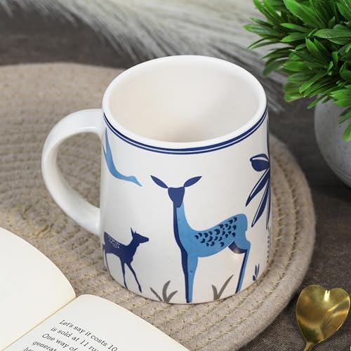 Blue Stag Ceramic Tea/Coffee Mug – Single Piece, 330 ML, Elegant ...