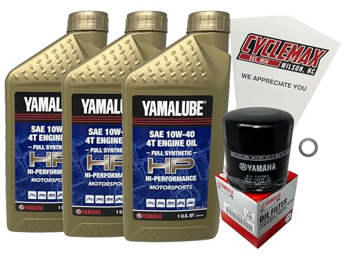 Cyclemax Full Synthetic 10W-40 Oil Change Kit compatible with 2009-2016 Yamaha FZ6R
